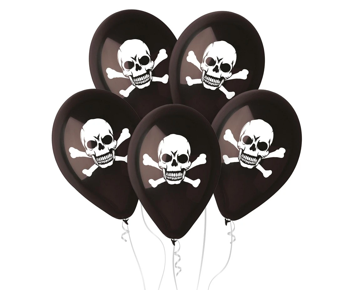 Balloons Gemar 12", pastel premium balloon skull, black, 5pcs EOL