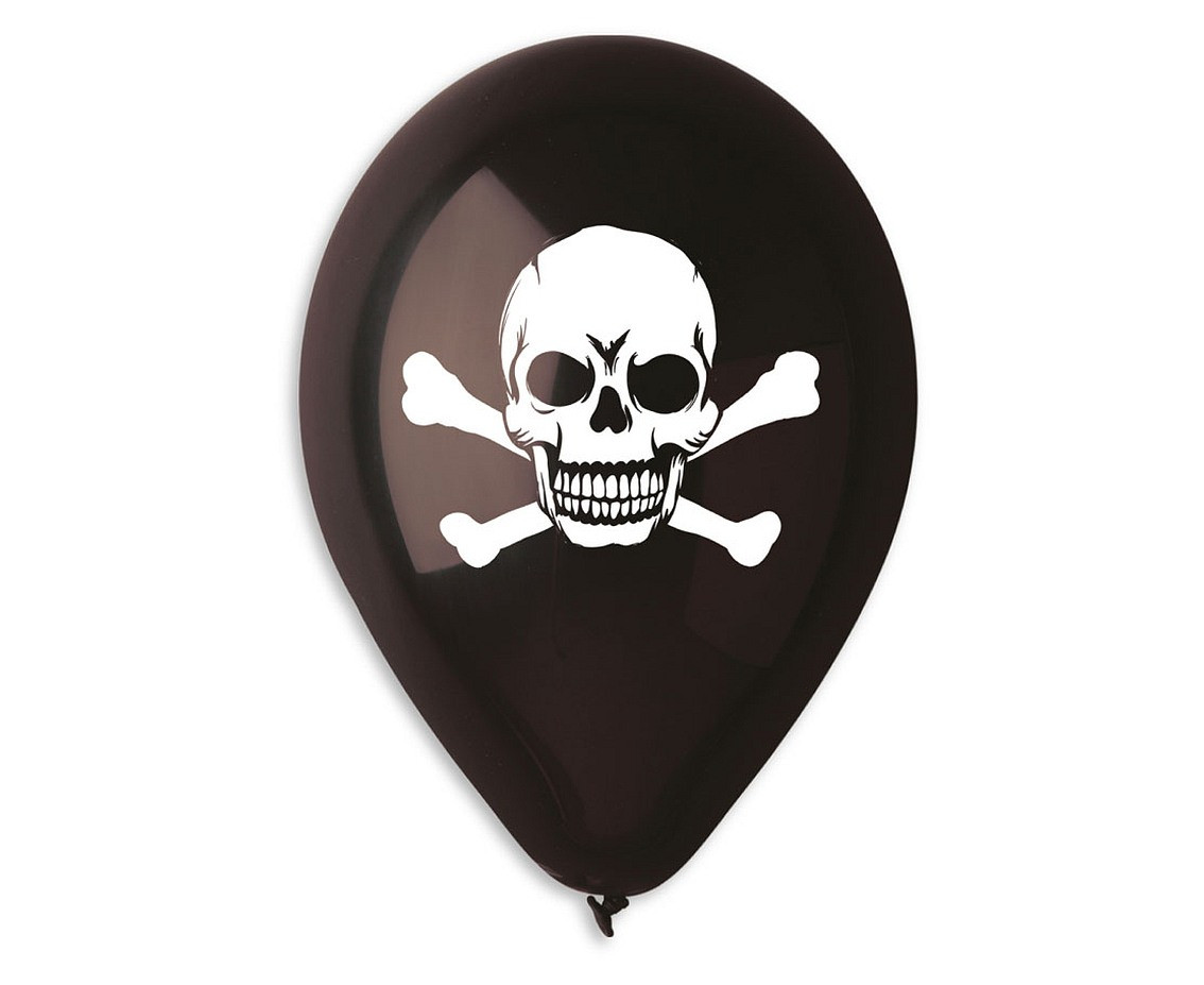 Balloons Gemar 12", pastel premium balloon skull, black, 5pcs EOL