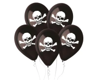 Balloons Gemar 12", pastel premium balloon skull, black, 5pcs EOL