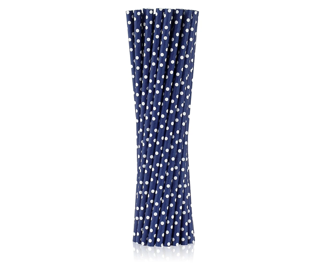 Paper straws, lawender with dots, 6x197 mm / 250 pcs