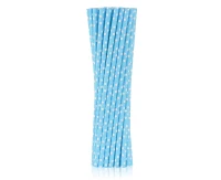 Paper straws, light blue with dots, 6x197 mm / 250 pcs. EOL