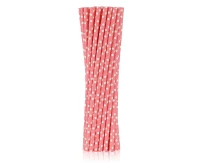 Paper straws magenta with dots, 6x197 mm / 250 pcs EOL