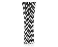 Paper straws black stripes, 6x197 mm / 250 pcs
