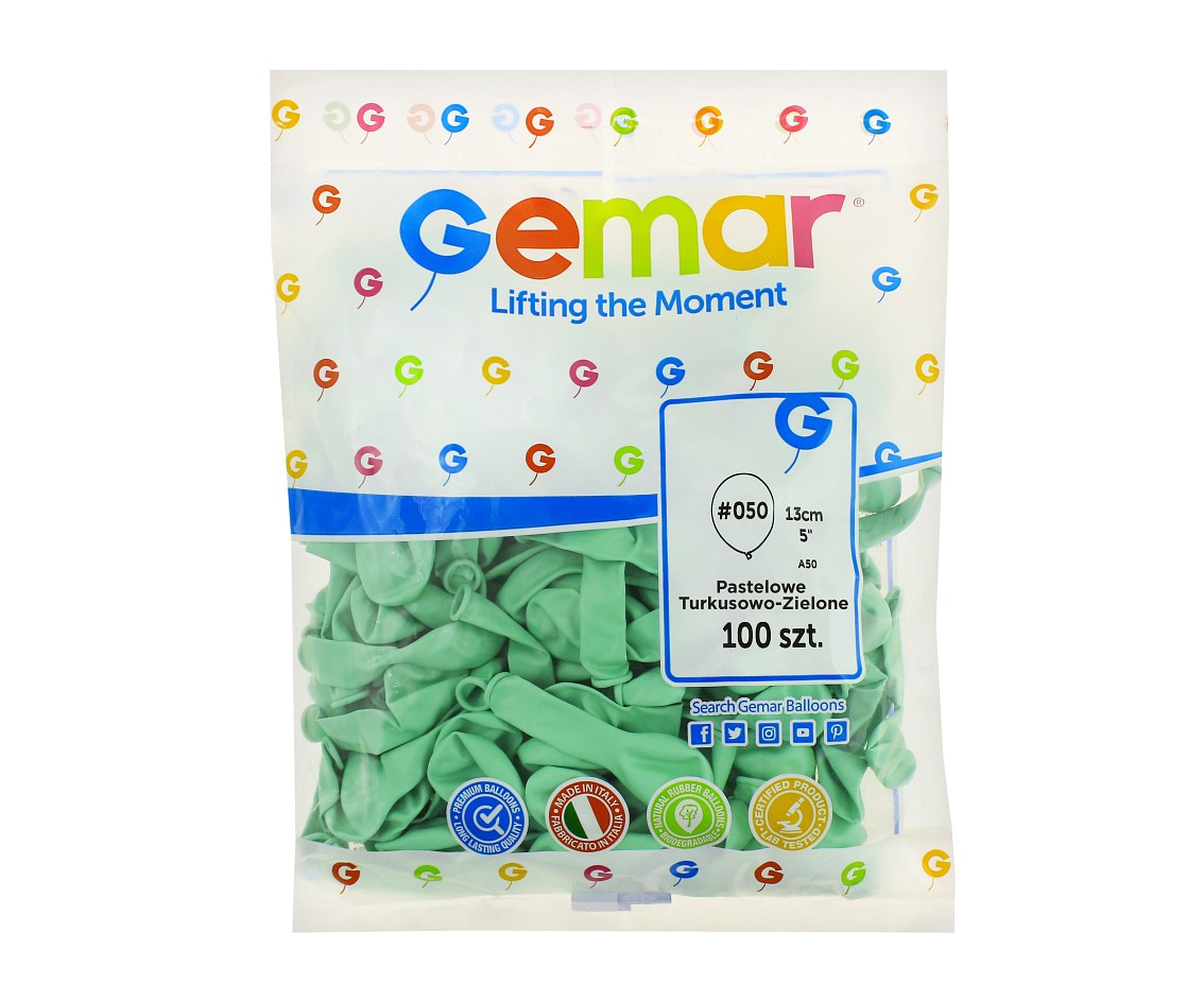 Balloons Gemar 5", pastel turquoise-green macaron, 100pcs