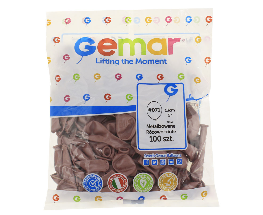 Balloons Gemar 5", metallic rose gold, 100pcs
