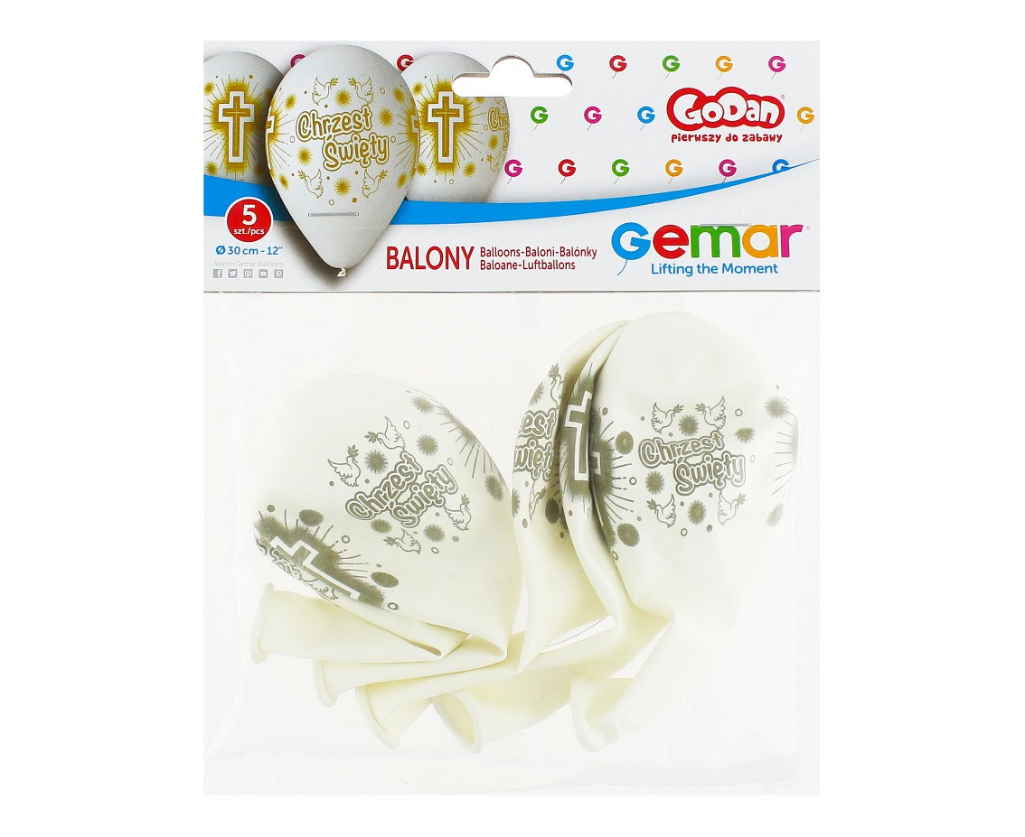 Balloons Gemar 12", pastel premium "Chrzest Święty", 5pcs EOL