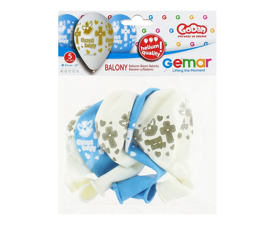 Balloons Gemar 13", pastel premium helium baptism chrzest święty boy, 5pcs