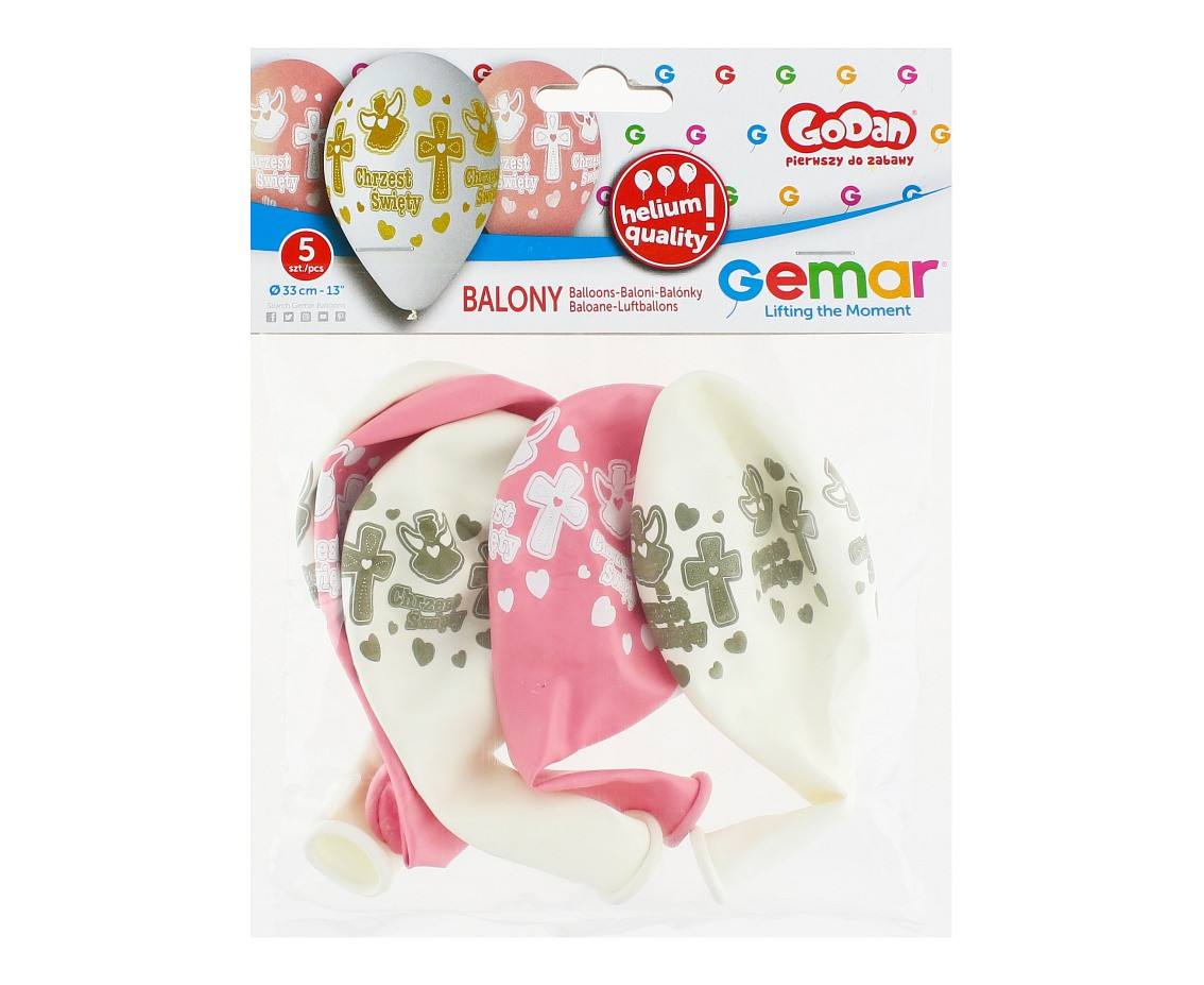 Balloons Gemar 13", pastel premium helium baptism chrzest święty girl, 5pcs