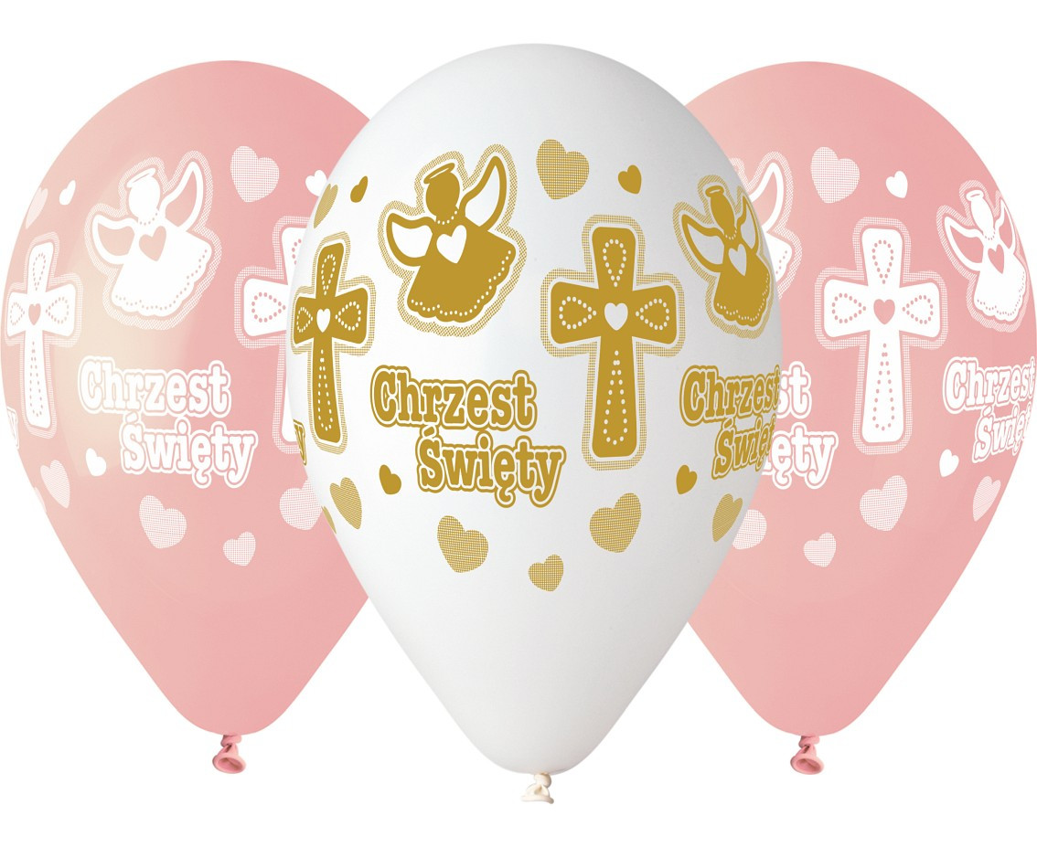 Balloons Gemar 13", pastel premium helium baptism chrzest święty girl, 5pcs