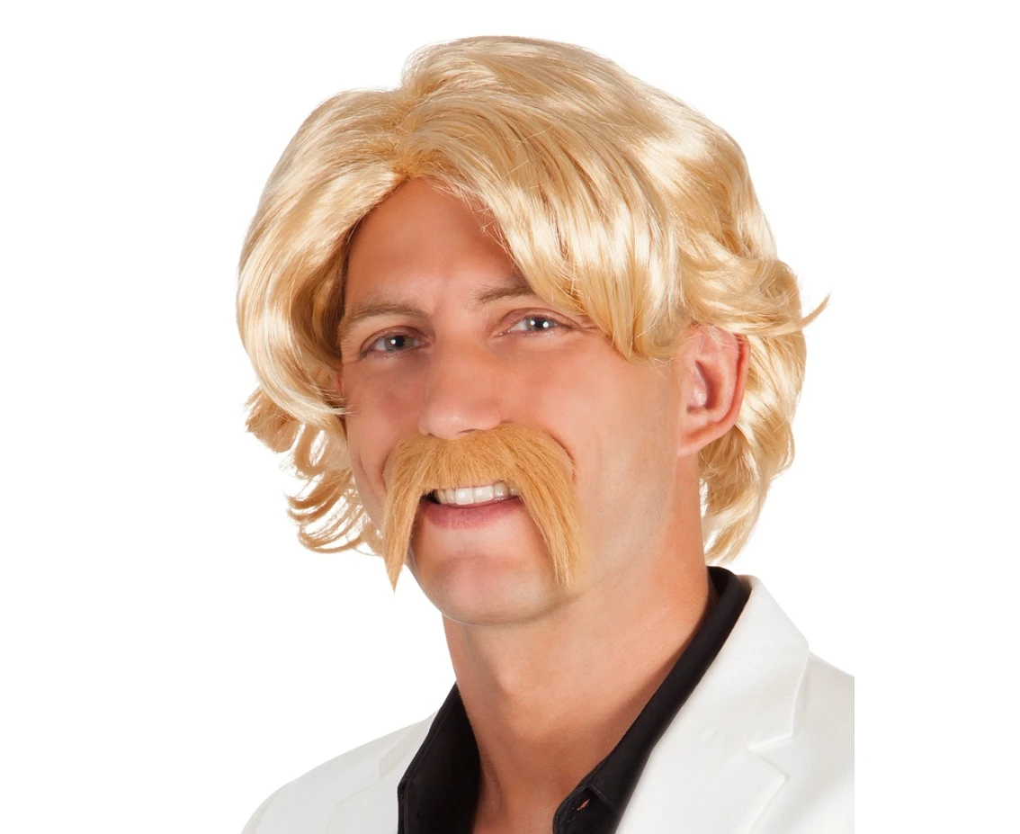 Wig Chuck blond with mustache