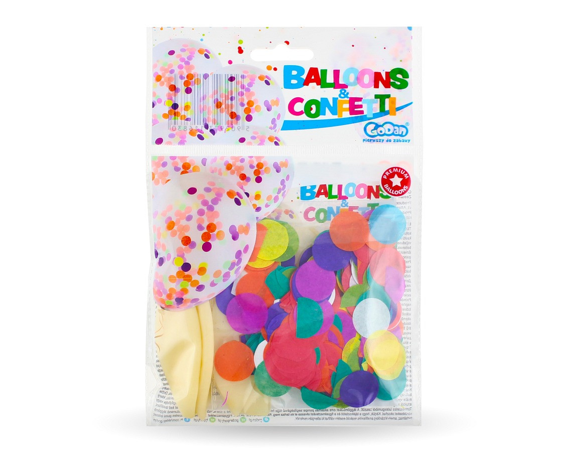 Balloons 12" with confetti, 4 pcs