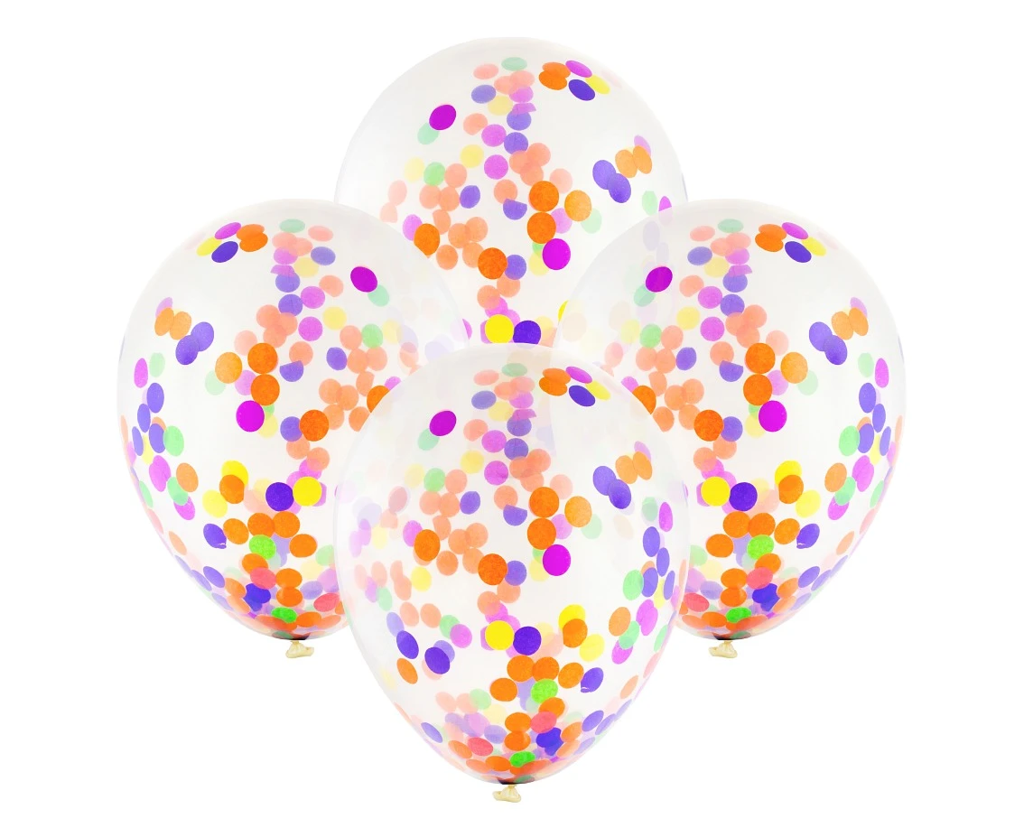 Balloons 12" with confetti, 4 pcs