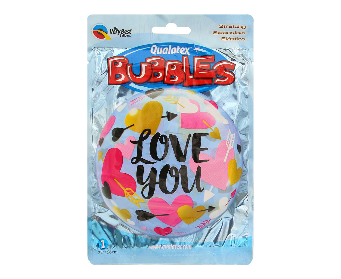 Foil balloon QL Bubble 22" Love You EOL