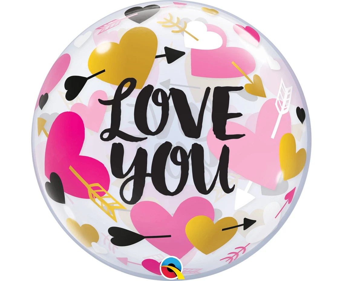 Foil balloon QL Bubble 22" Love You EOL