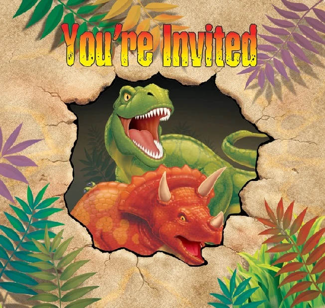 Invitations DINO, 10 x 12 cm, 8 pcs