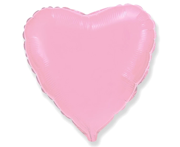 Foil balloon 9" FX - Heart (delicate pink),  unpacked (flat)
