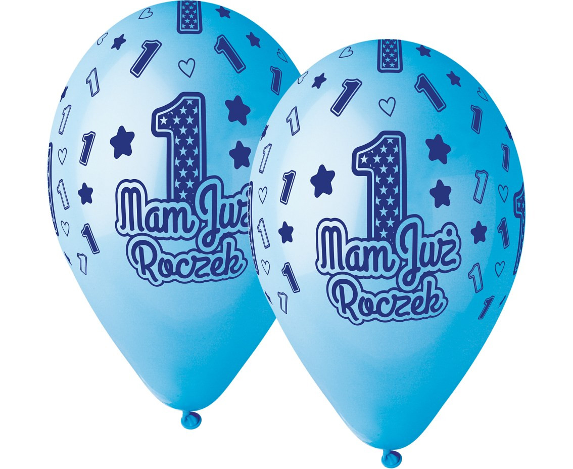 Balloons Gemar 13", premium helium "mam już roczek", blue, 5pcs EOL