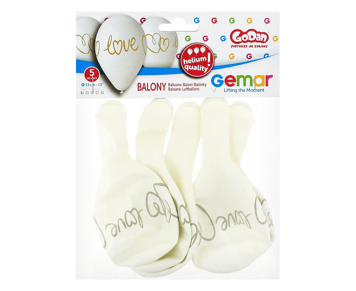 Balloons Gemar 13", pastel premium helium balloons love, 5pcs