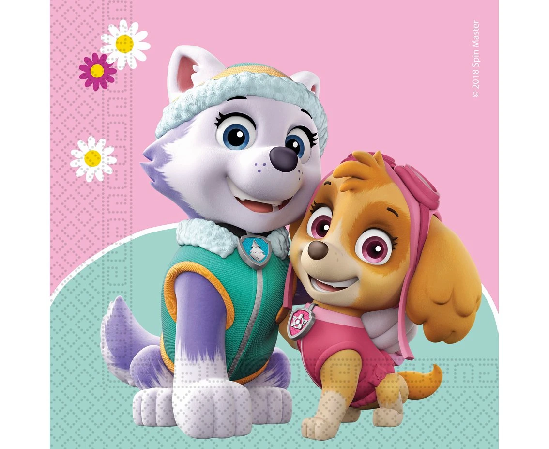 Paper napkins Paw Patrol Skye and Everest, 33 x 33 cm, 20 pcs