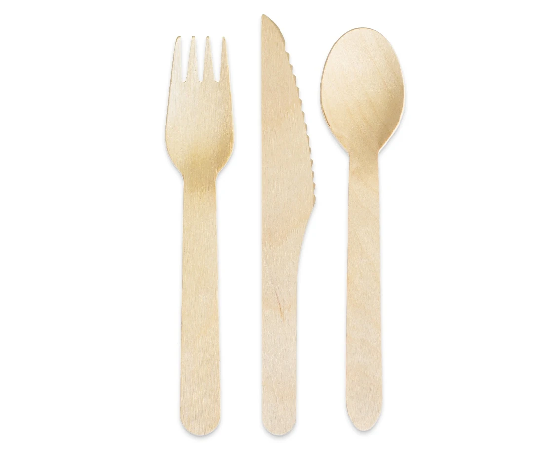 Eco-friendly collection Wooden Cutlery, (forks, knives, spoons), 18 pcs.