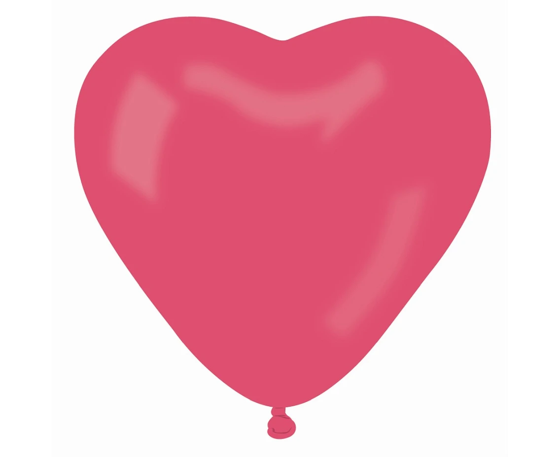 Balloons Gemar 17", CR pastel big heart raspberry red, 50pcs
