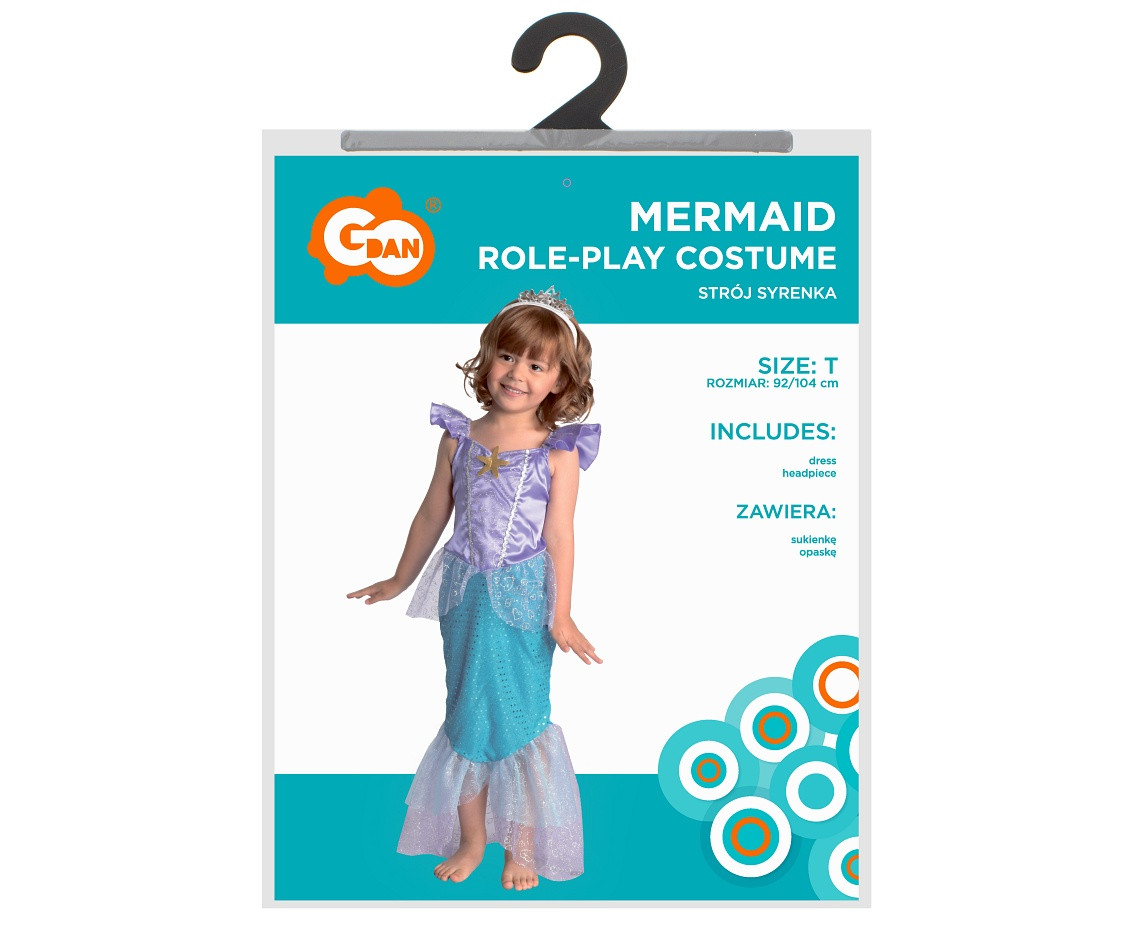 Mermaid role-play set for kids (dress, headpiece), size 92/104 cm