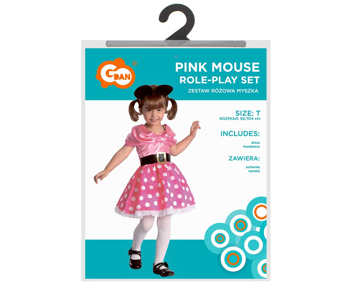Pink Mouse role-play set (dress, headpiece), size 92/104 cm