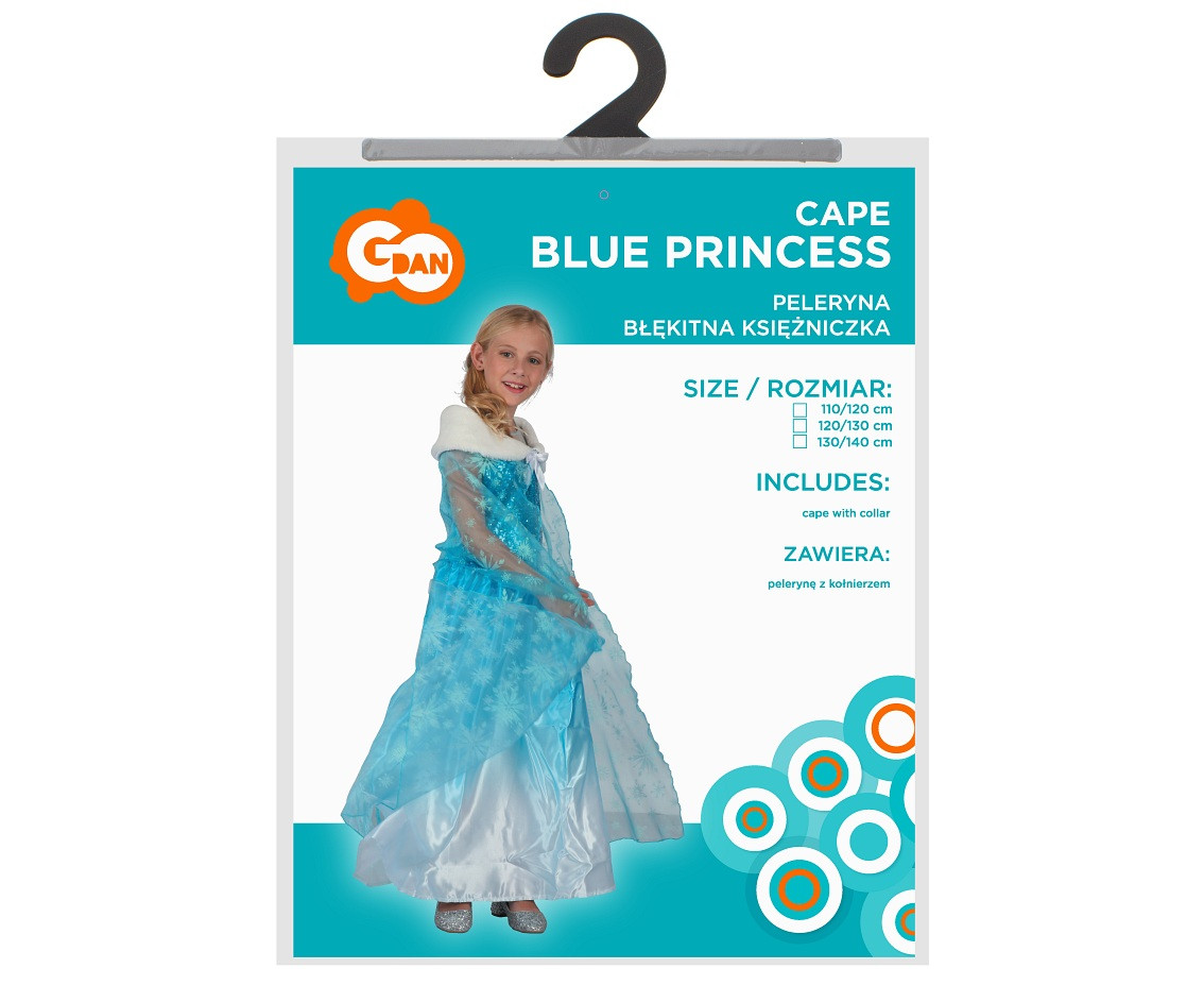 Cape Blue Princess (cape with collar), size 110/120