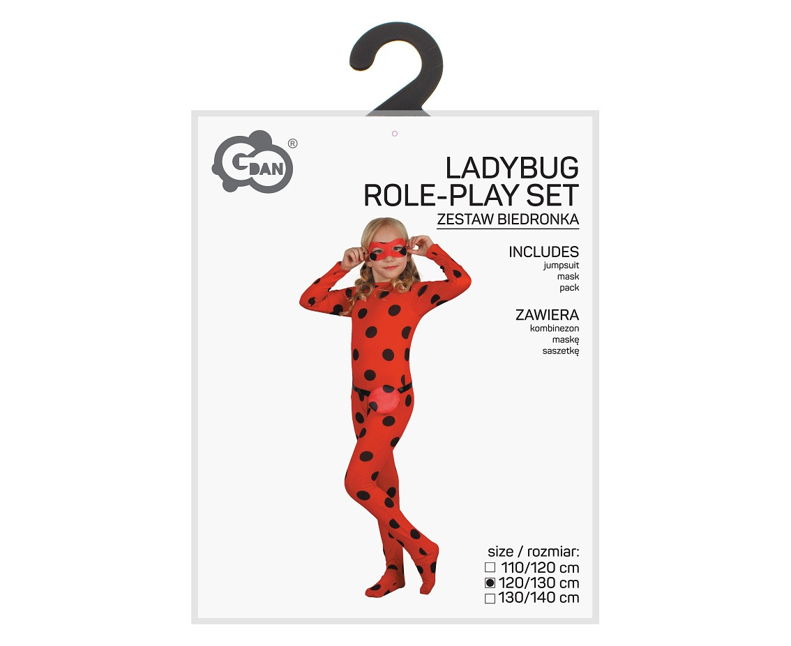 Ladybug role-play set for kids (jumpsuit, mask, pack), size 120/130 cm