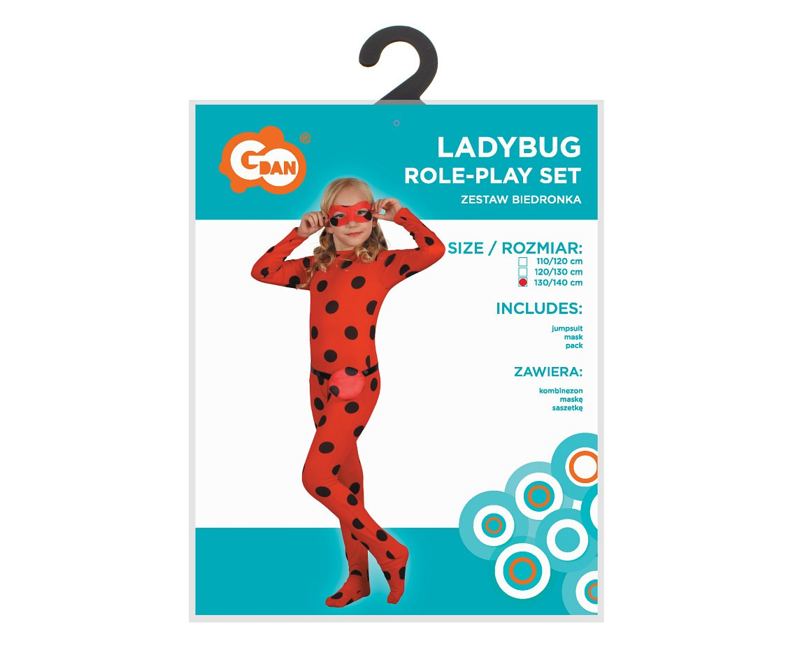 Ladybug role-play set for kids (jumpsuit, mask, pack), size 130/140 cm