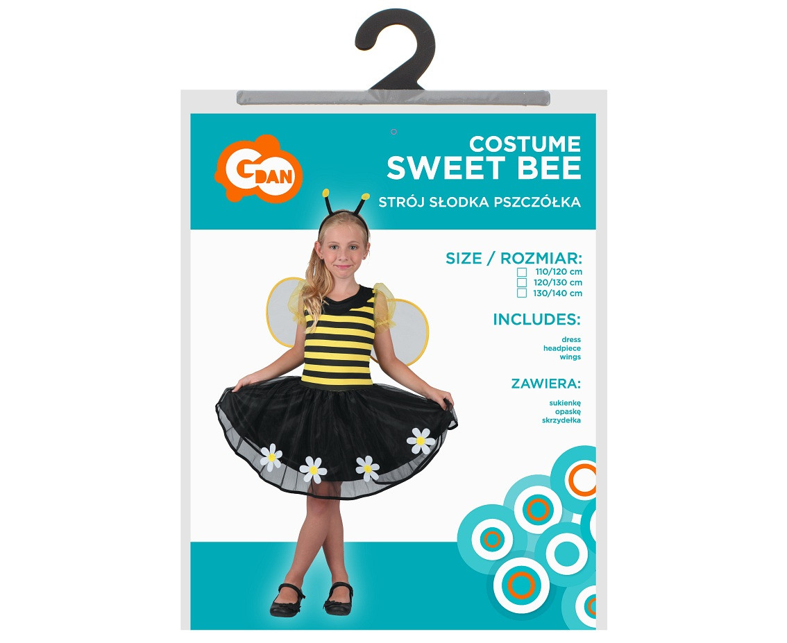 Sweet Bee role-play set for kids (dress, headpiece, wings), size 110/120 cm