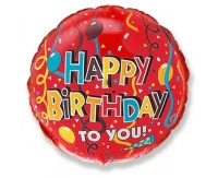 Foil balloon 18" FX - Happy Birthday (ribbons),  unpacked (flat)