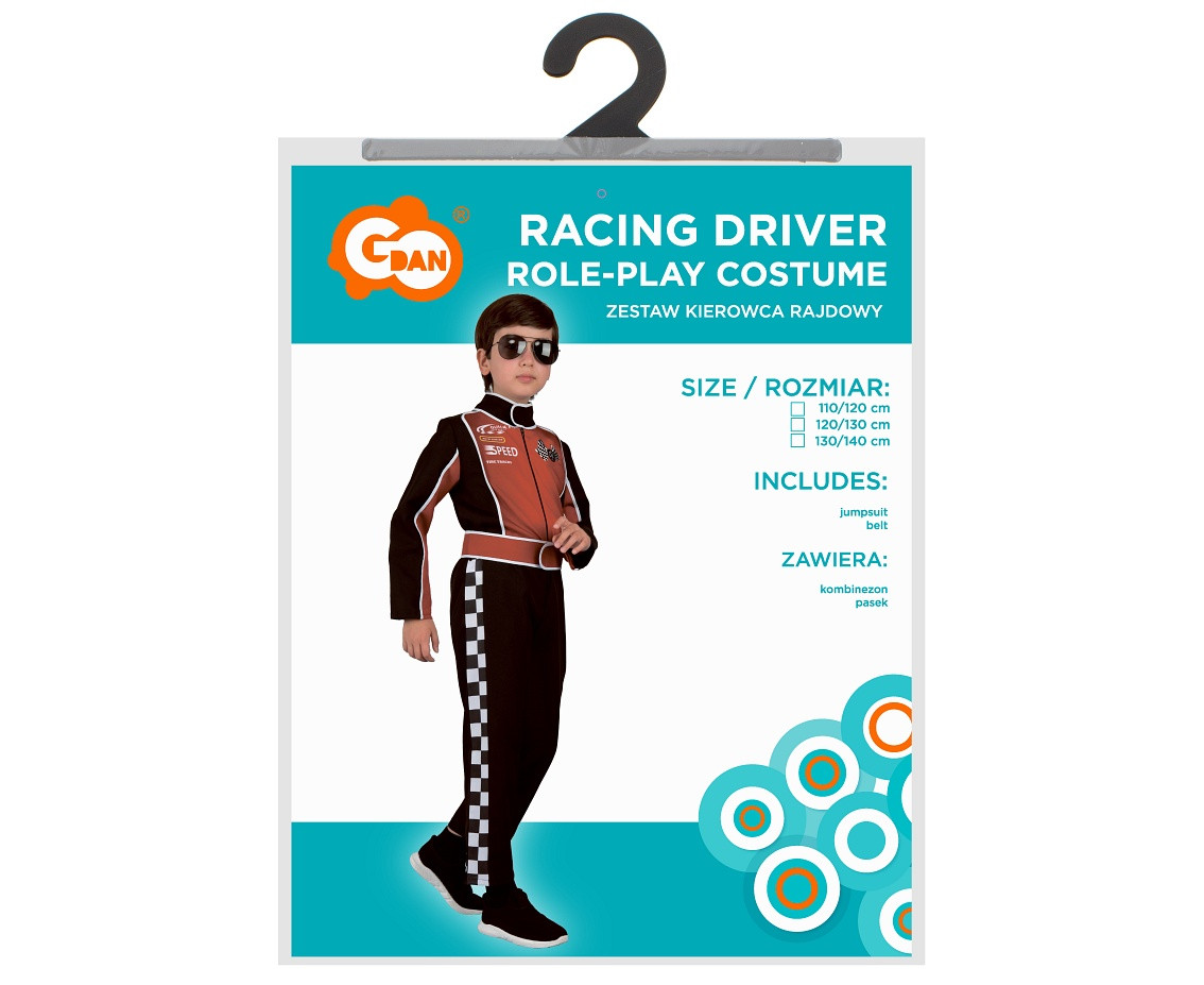 Racing Driver role-play set (jumpsuit, belt), size 110/120