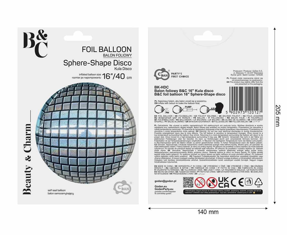 Foil Balloon 16" Sphere-Shape disco