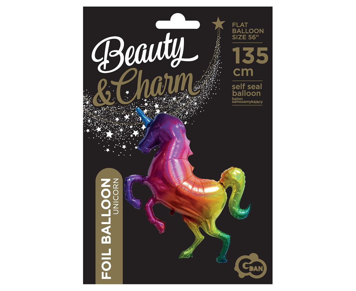 Foil Balloon Unicorn 135 cm, rainbow