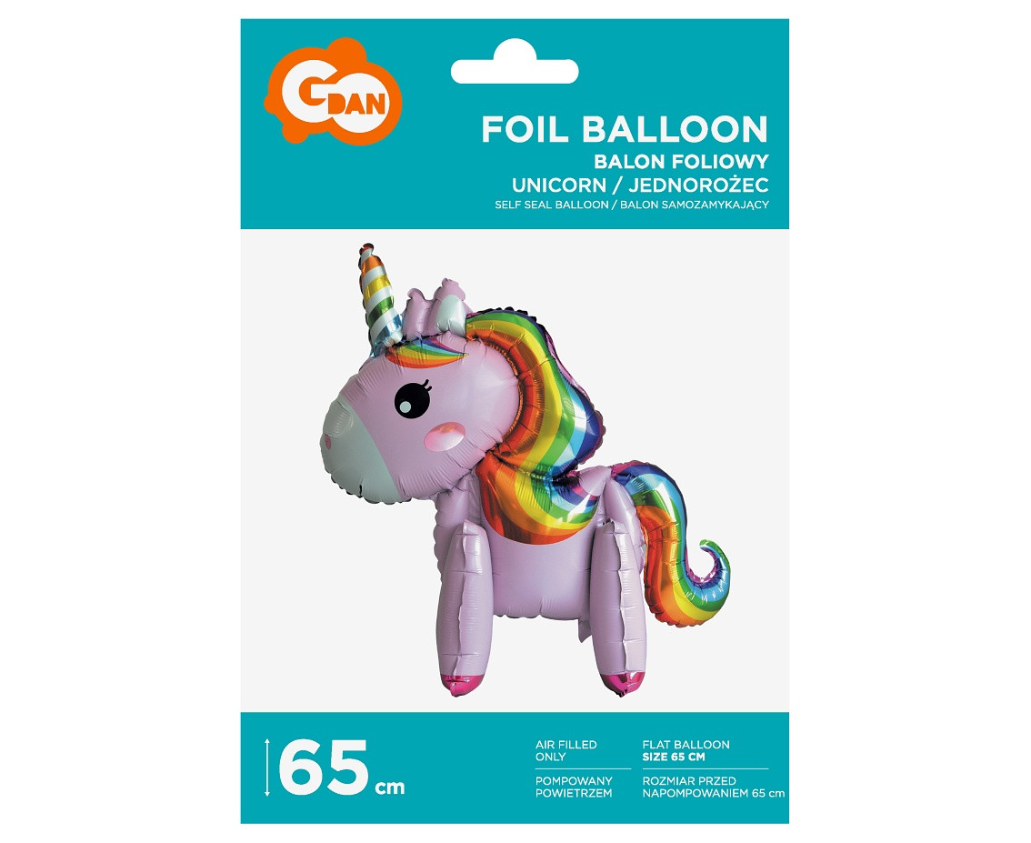 Foil Balloon Unicorn, 65 cm, pink, standing EOL
