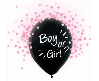 Helium formula balloons Boy or Girl, pink confetti, 12", 4 pcs.