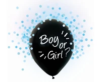 Boy or Girl balloons, blue confetti, 12", 4 pcs.