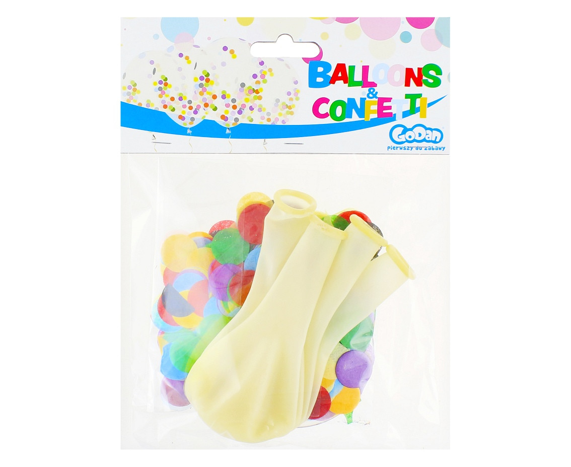Helium formula balloons, transparent, assorted confetti, 12", 4 pcs. EOL