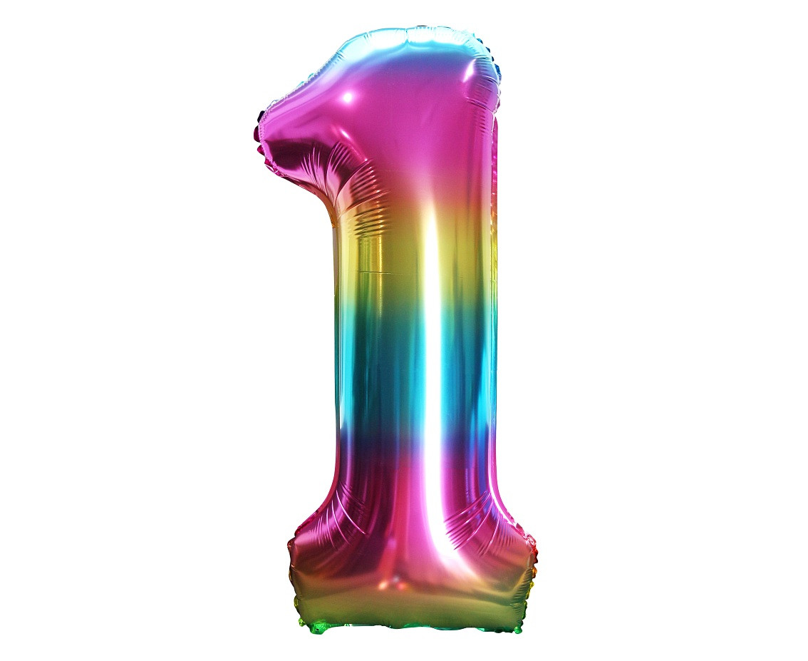 Foil balloon number 1, rainbow, 85 cm