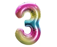 Foil balloon number 3, rainbow, 85 cm