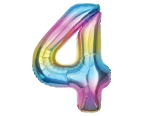 Foil balloon number 4, rainbow, 85 cm