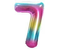 Foil balloon number 7, rainbow, 85 cm