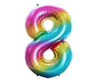 Foil balloon number 8, rainbow, 85 cm