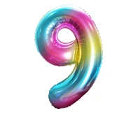 Foil balloon number 9, rainbow, 85 cm