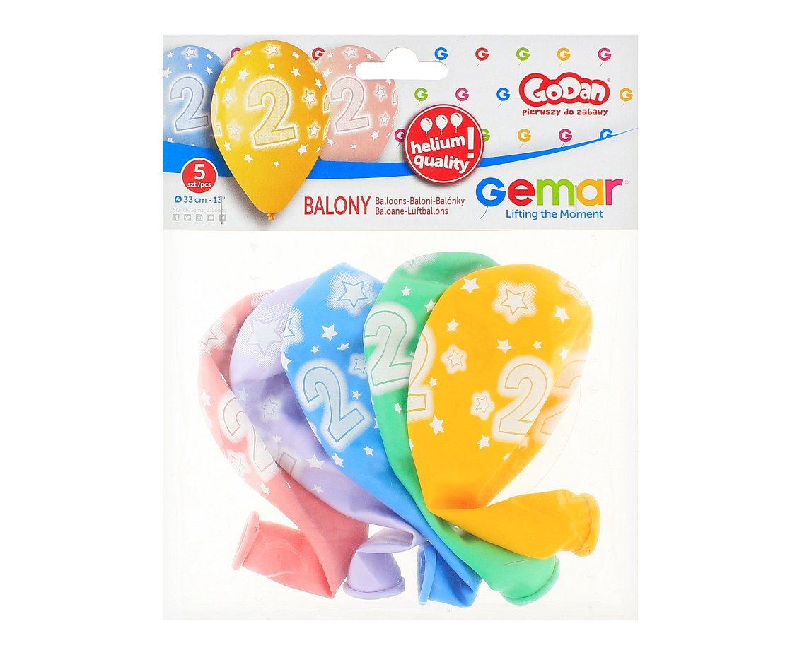 Balloons Gemar 13", pastel premium helium 2nd, mix, 5pcs