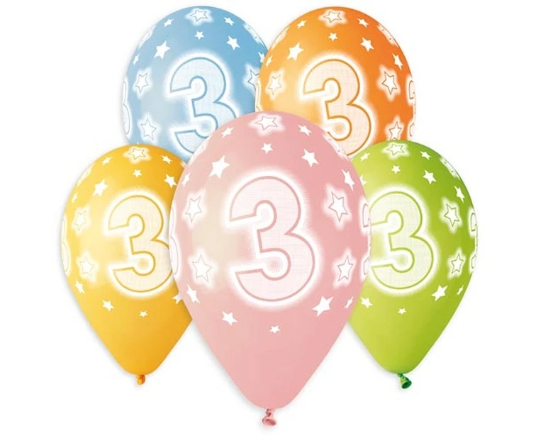 Balloons Gemar 13", pastel premium helium 3rd, mix, 5pcs
