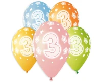 Balloons Gemar 13", pastel premium helium 3rd, mix, 5pcs