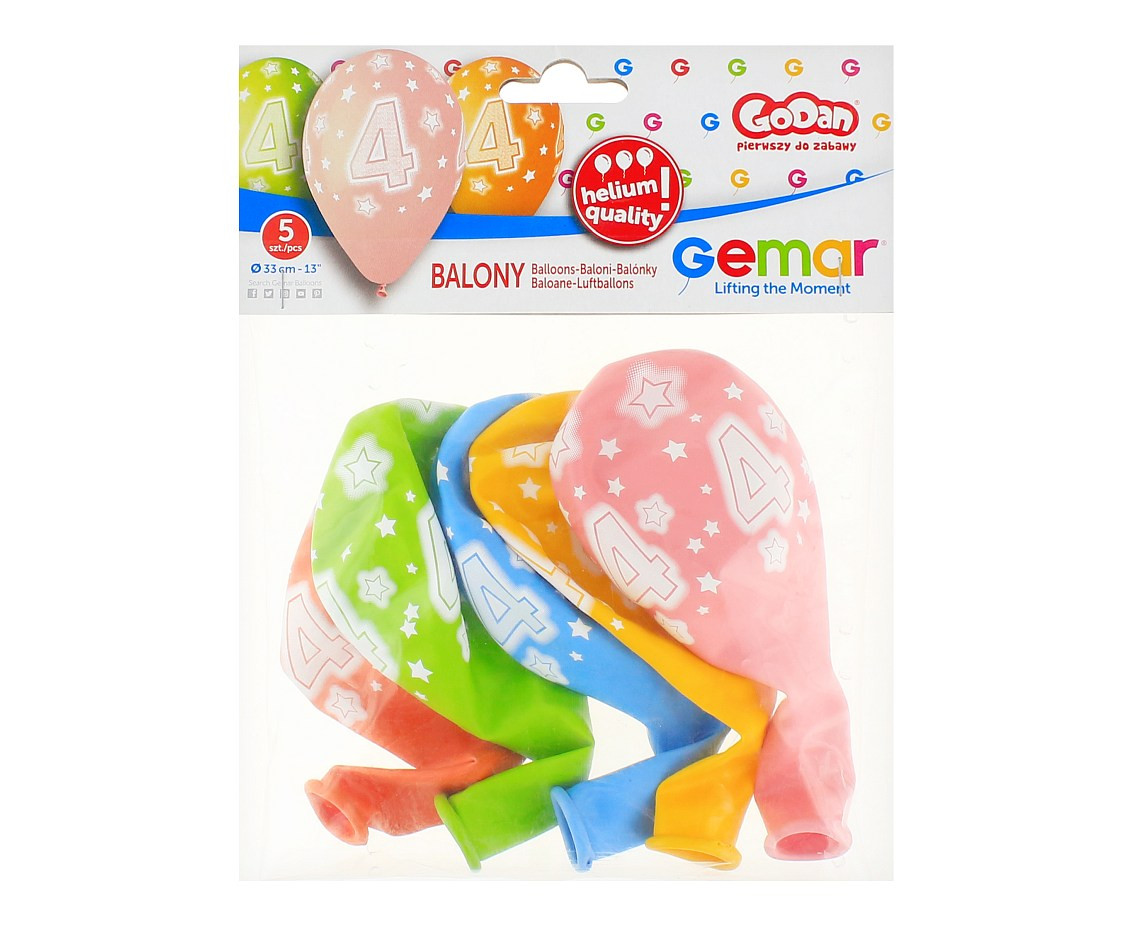 Balloons Gemar 13", pastel premium helium 4th, colorful, 5pcs