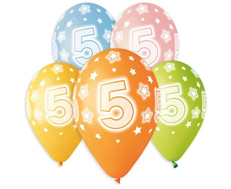 Balloons Gemar 13", pastel premium helium 5th, colorful, 5pcs